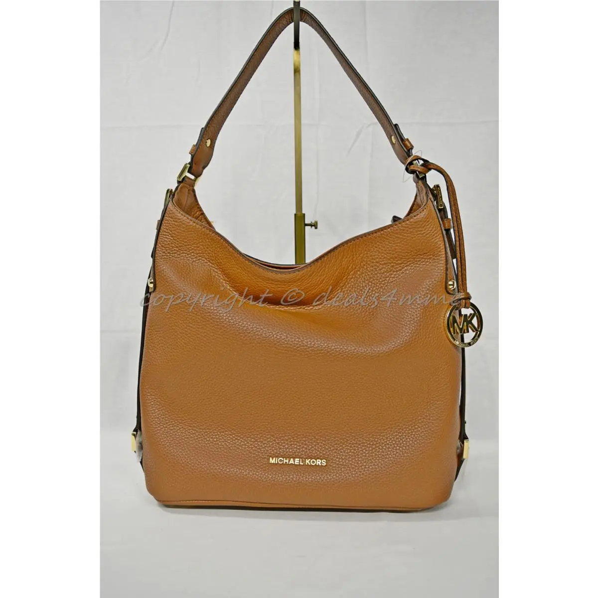 Michael Kors Bedford Belted Leather Shoulder Bag Luggage Brown/ Goldtone