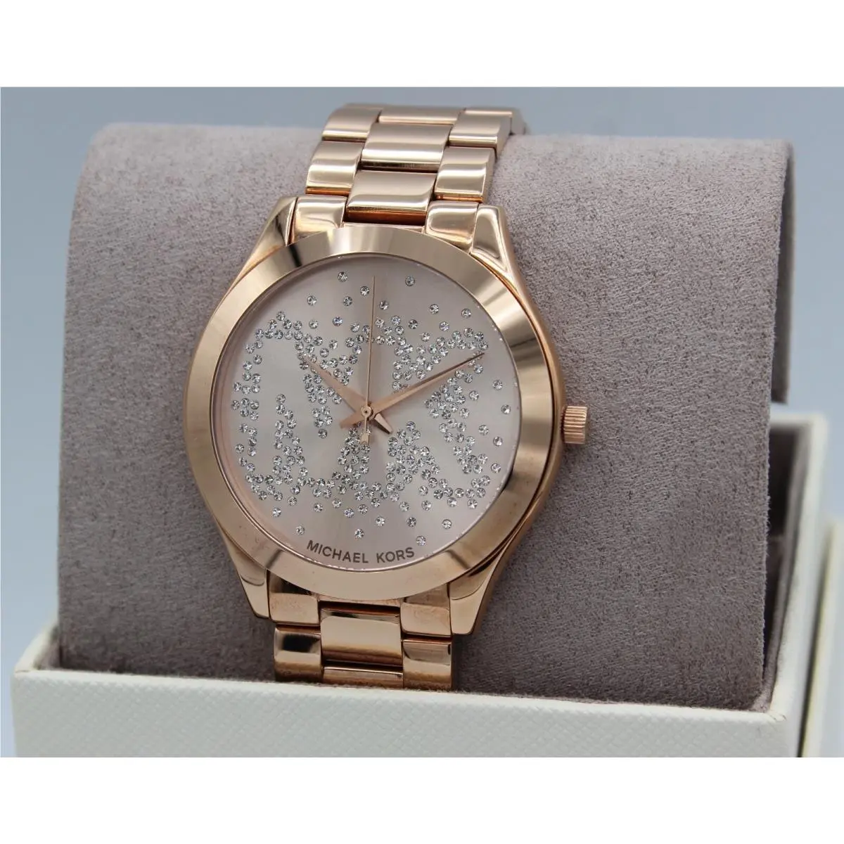 Michael Kors Slim Runway Rose Gold Crystals Women`s MK3591 Watch