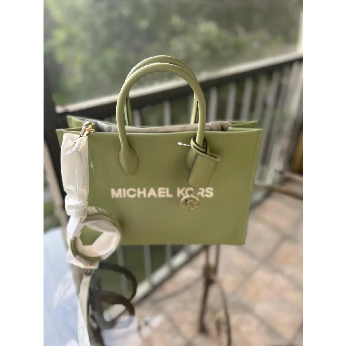 Mirella Medium EW Light Sage Leather Satchel Shoulder Tote Bag by Michael Kors