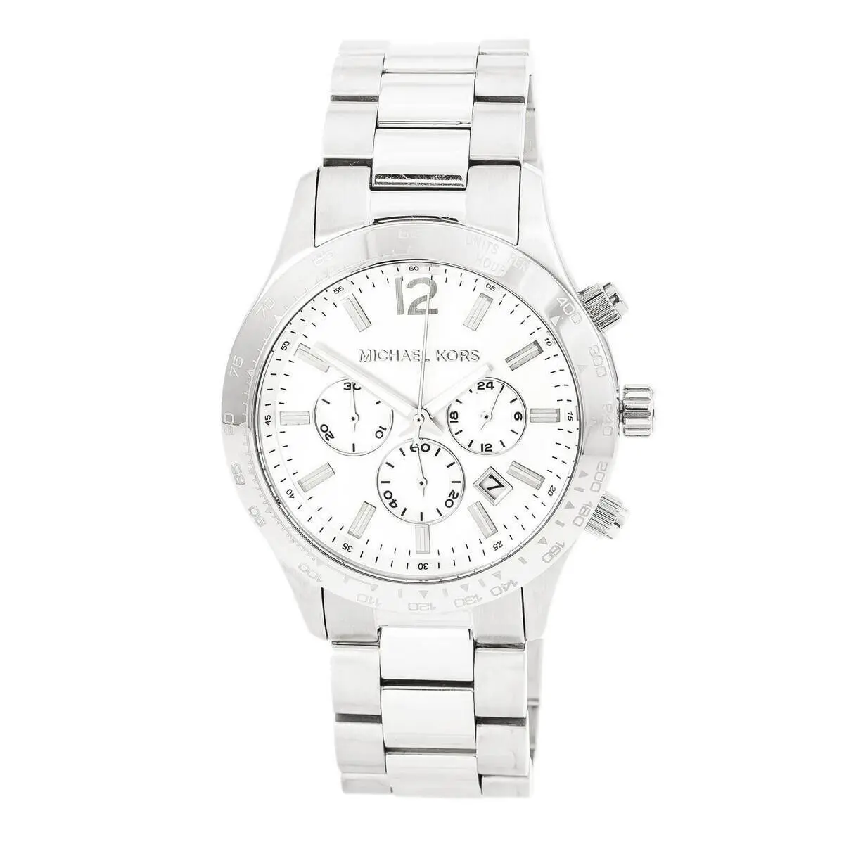 Michael Kors Dylan Silver Stainless Steel Chronograph Men WATCH-MK8209+BOX