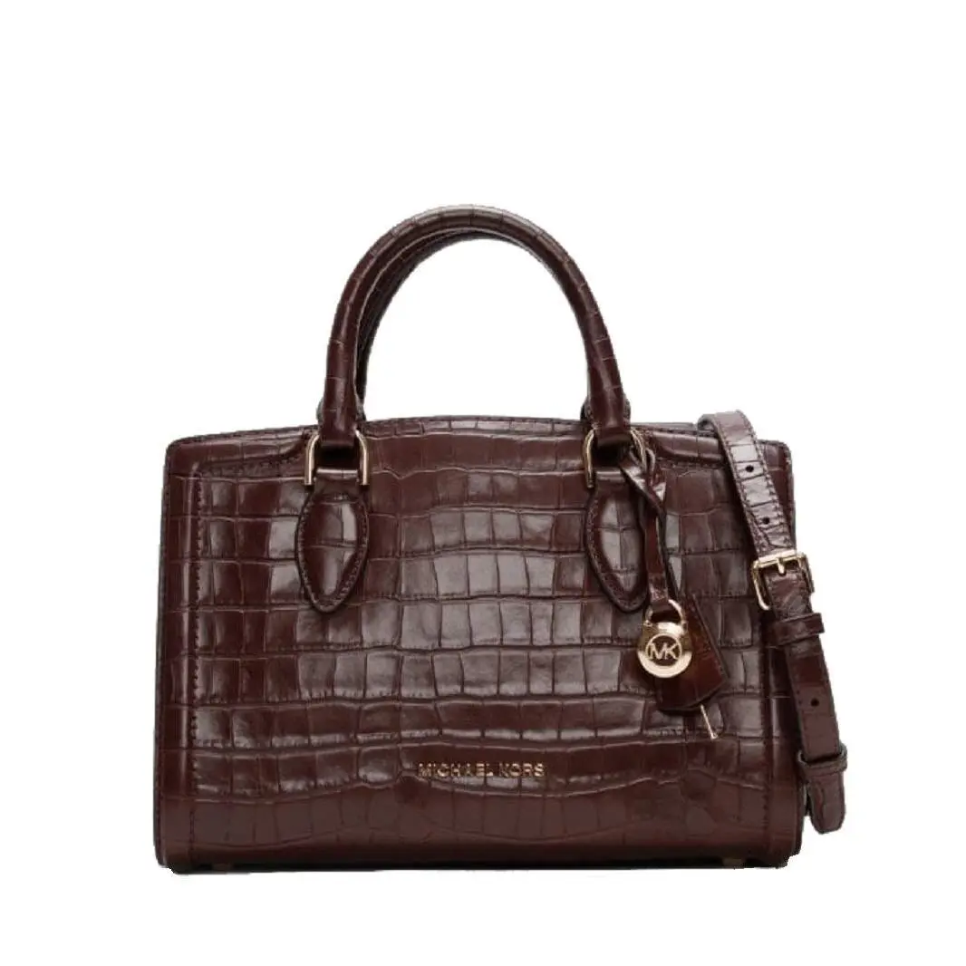 Michael Kors Women`s Zoe Medium Crocodile Embossed Leather Satchel - Lining: Beige, Exterior: Brown