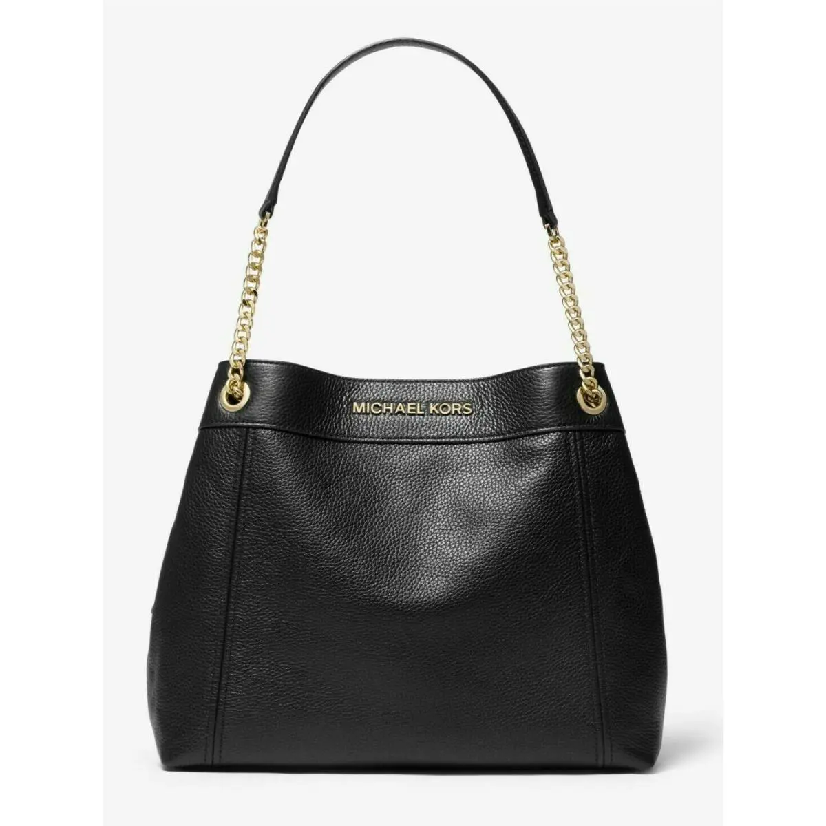 Michael Kors Jet Set Large Black Leather Chain 3 Compartments Tote Shoulder Bag