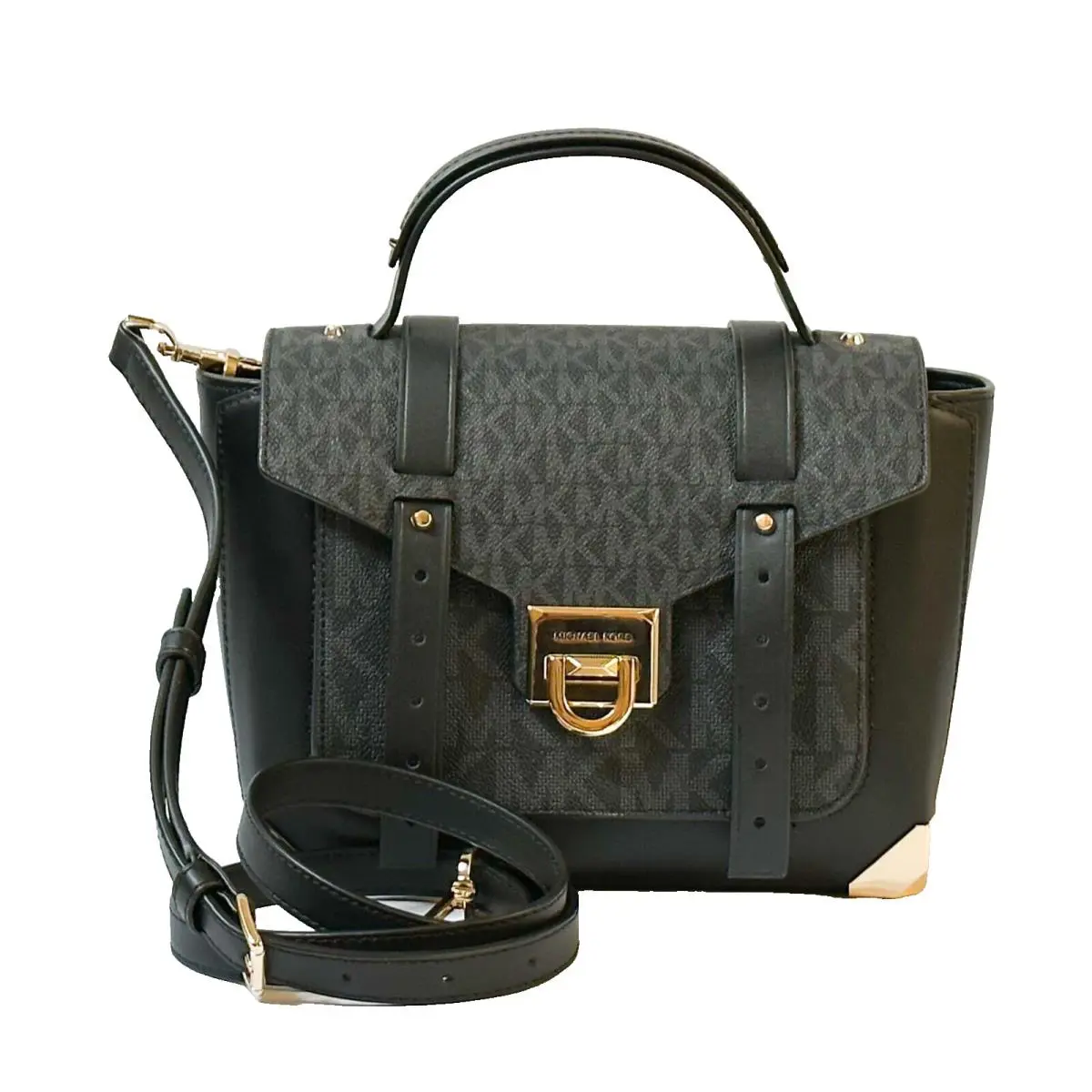 Michael Kors Manhattan Medium School Satchel Shoulder Crossbody Bag MK Black