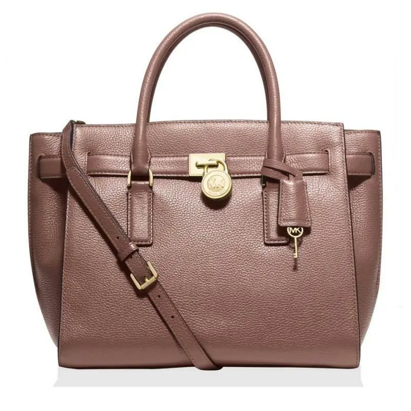 Michael Kors Hamilton Traveler Large Leather Dusty Rose Satchel Handbag