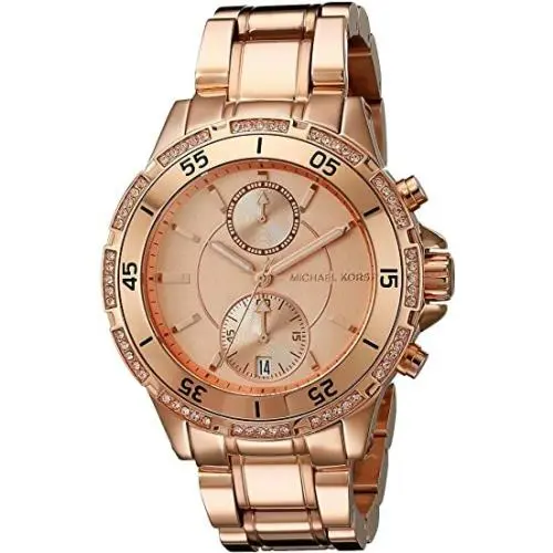 Garret S/steel Rose Gold Crystals Chronograph WATCH-MK5620+BOX by Michael Kors