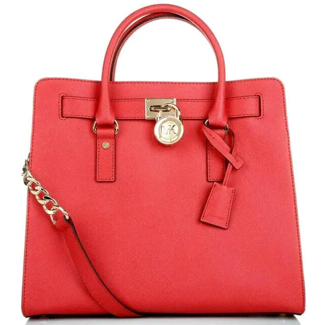 Michael Kors Hamilton Large Watermelon Red Pink Saffiano Leather Tote Bag