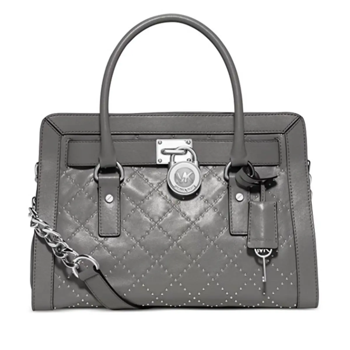 Michael Kors Hamilton Micro Stud East West Satchel Purse 30F5TMHS3L Grey - Gray, Manufacture: Pearl Grey