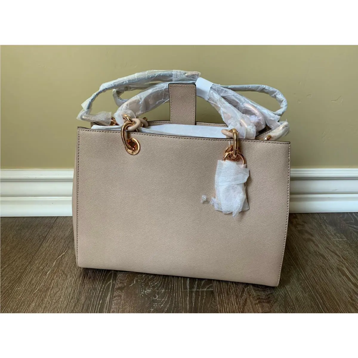 Kors Cynthia Medium Leather Satchel Handbag Blush