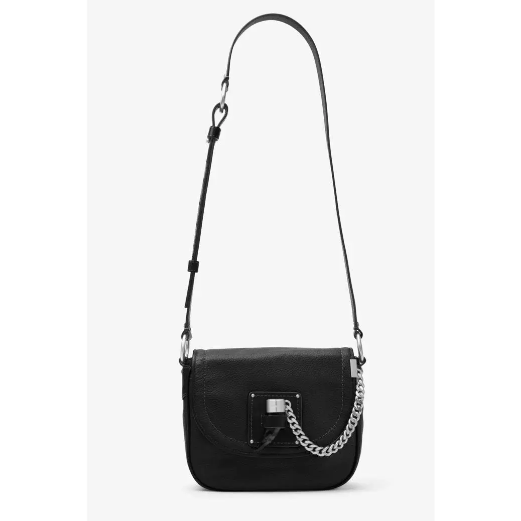 Michael Kors James Medium Leather Saddlebag Black