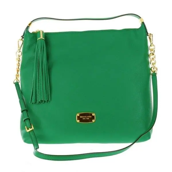 Michael Kors Bedford Gooseburry Green Leather Tassel Hobo Crossbody Shoulder Bag
