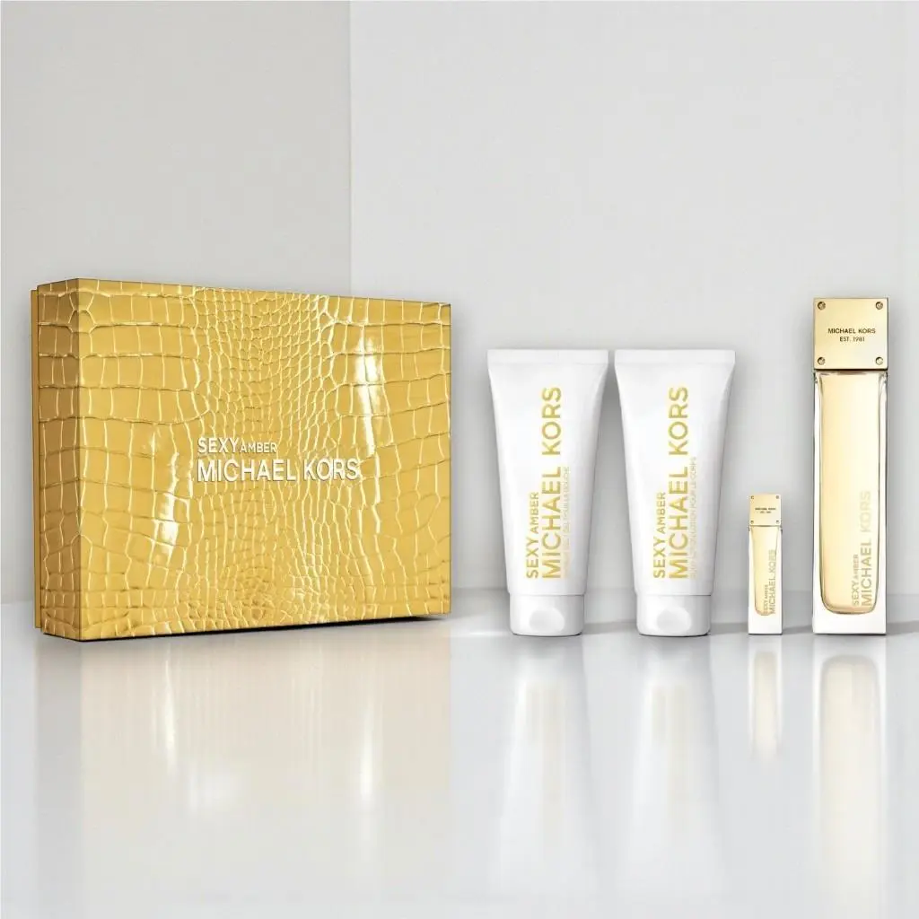 Sexy Amber by Michael Kors 4 Pcs Set For Women 3.4 Oz. Edp Spray+travel+lot+gel