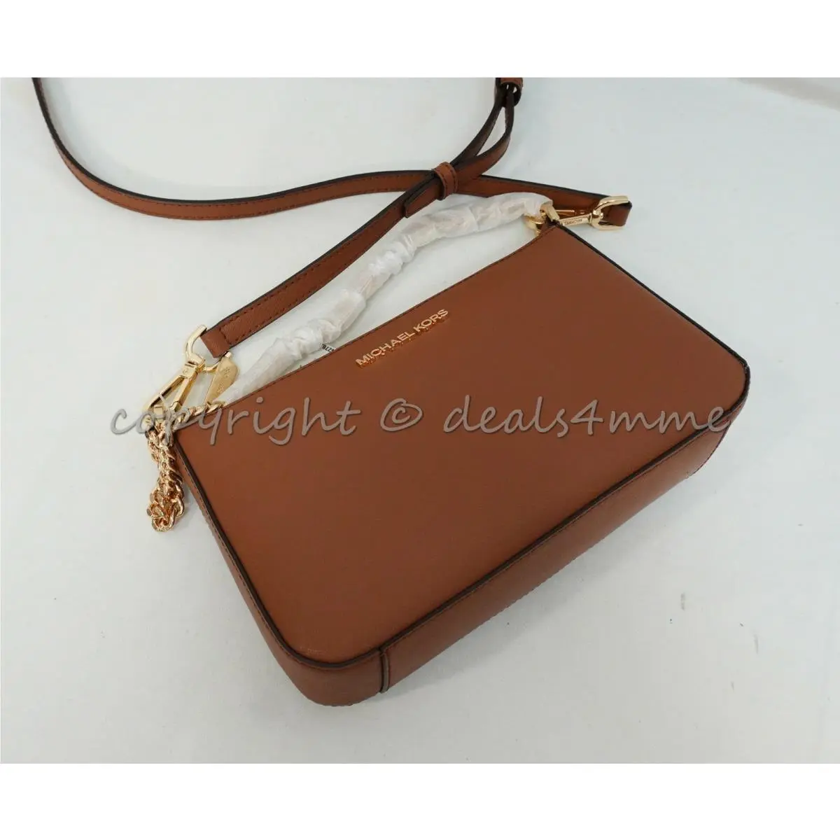 Michael Kors 35S0GTVU6L Jet Set Medium Saffiano Leather Crossbody Bag in Luggage