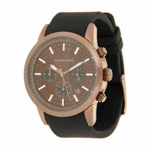 Michael Kors Scout Brown Tone Black Silicone Band Chronograph WATCH-MK8285