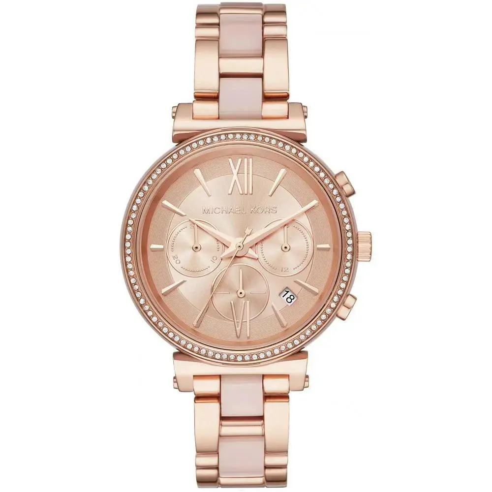 Michael Kors Ladies Sofie Rose Gold-tone Stainless Steel Watch MK6560 - Dial: Rose Gold, Band: Rose Gold, Bezel: Rose Gold