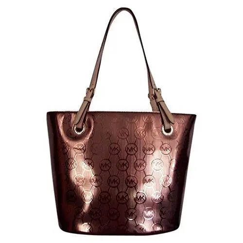 Michael Kors Jet Set Medium Cocoa Brown Metallic Grab Bag Tote