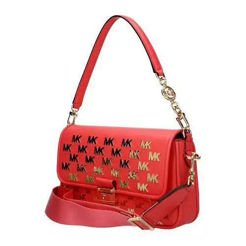 Michael Kors Bradshaw Dahlia Coral Pink Gold Logo Crossbody Shoulder Bag