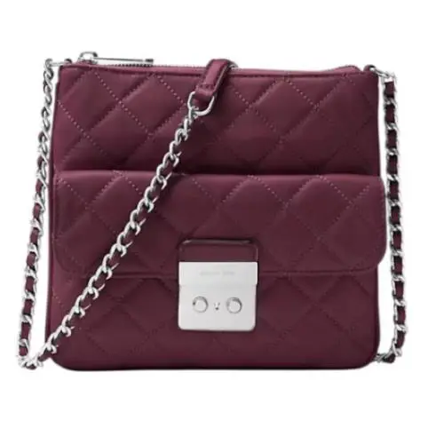 Michael Kors Crossbody Swing Pack Sloan Medium Quilted Plum Leather Top-zip