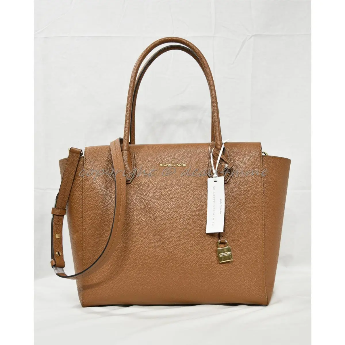 Michael Kors Studio Mercer Large Leather Satchel/shoulder Bag. Luggage Brown