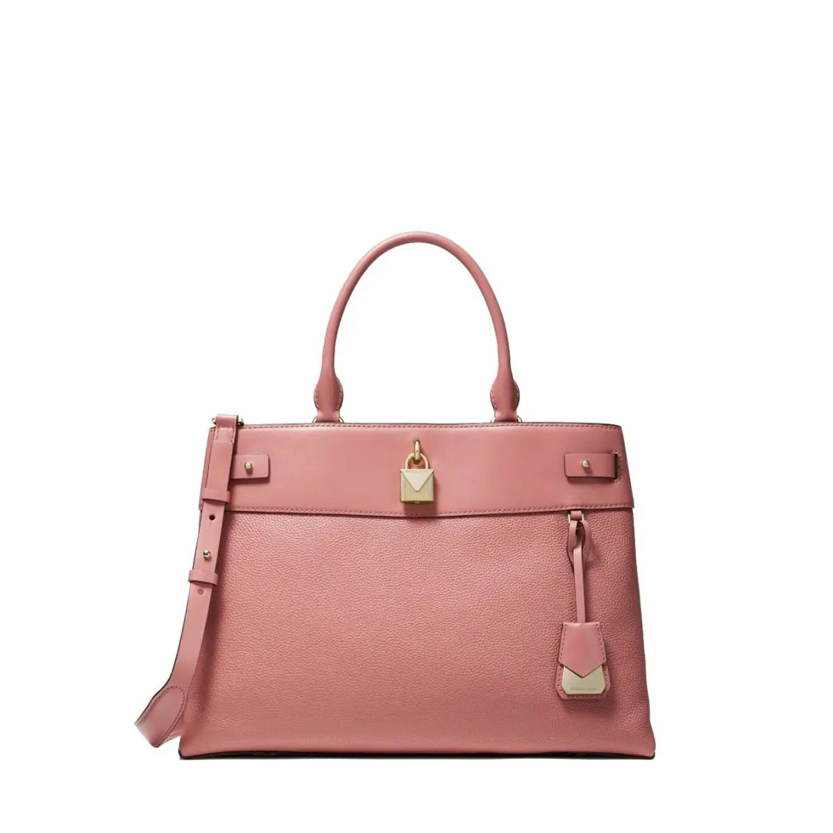 Kors Women`s Gramercy Large Pebbled Leather Satchel - Exterior: Rose, Lining: Beige, Hardware: Gold