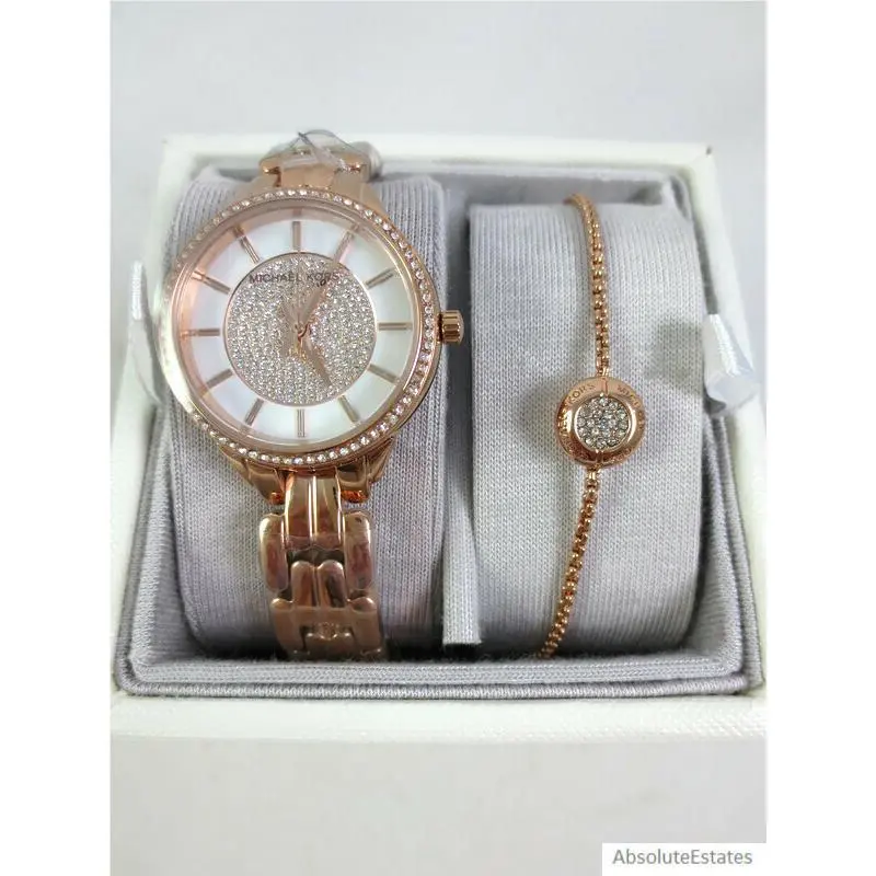 Allie Rose Gold Crystal Dial Watch Bracelet Set MK1039 by Michael Kors