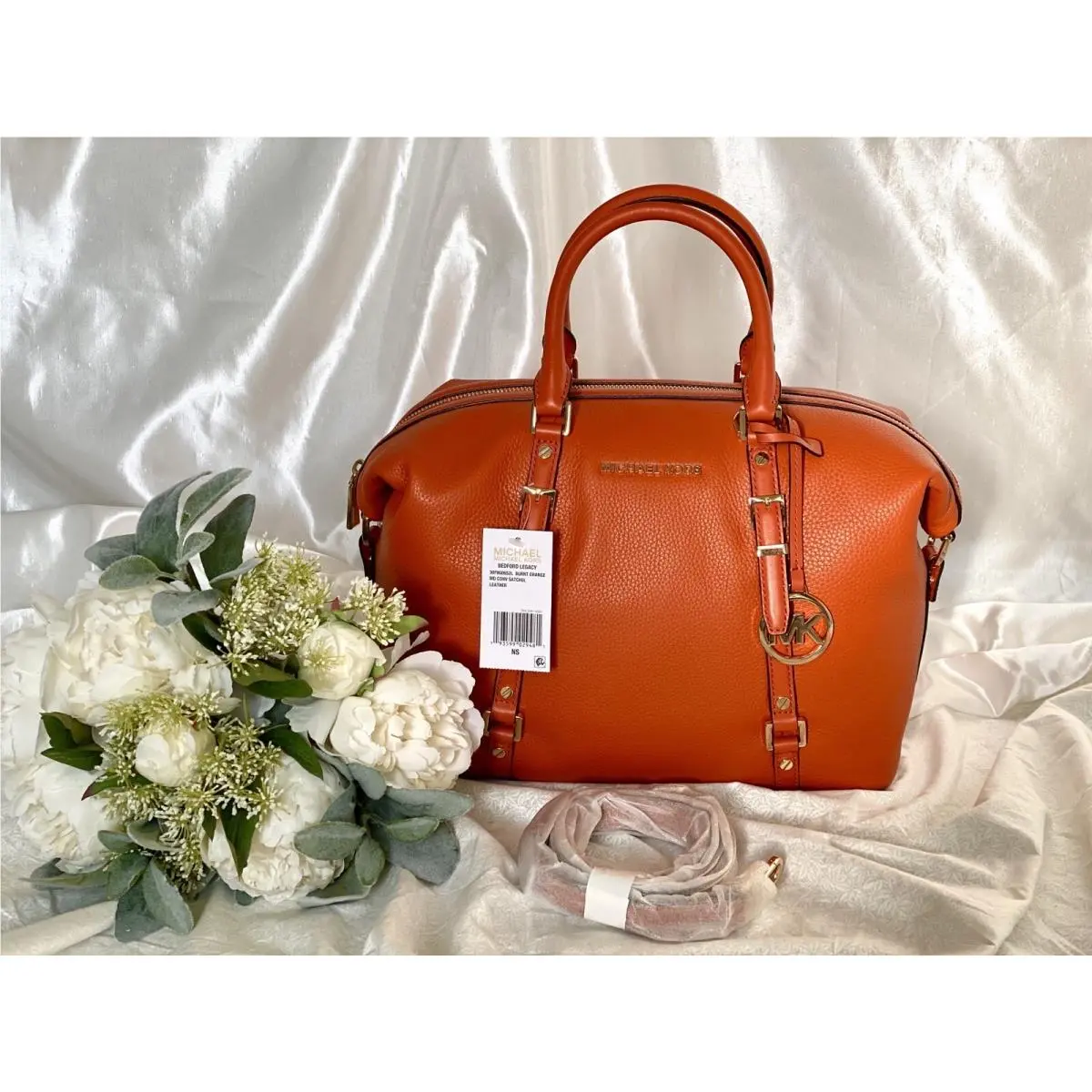 Michael Kors Bedford Legacy Medium Convertible Satchel Burnt/orange