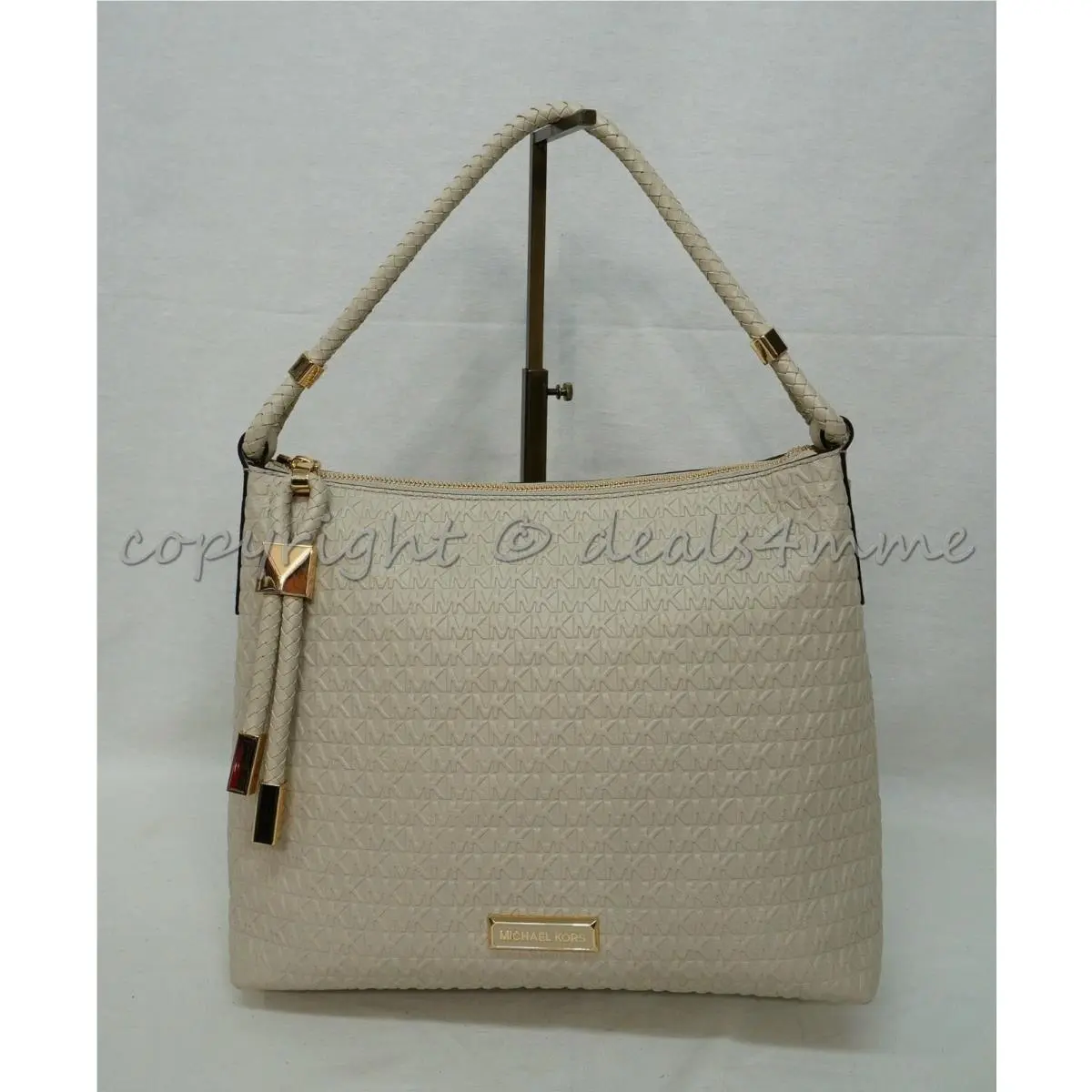 Michael Kors 30S0GNDL2L Lexington Medium Leather Shoulder Bag in Light Sand