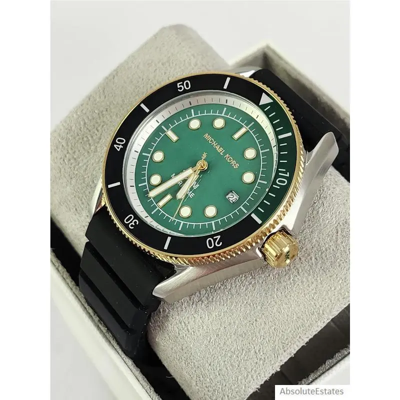 Maritime  Gold Silver Green Mens Diver Watch MK9158 by Michael Kors