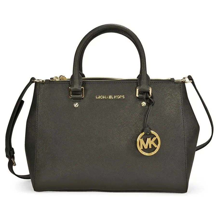 Michael Kors 30S4GTVS6L-001 Sutton Leather Medium Satchel Handbag - Black