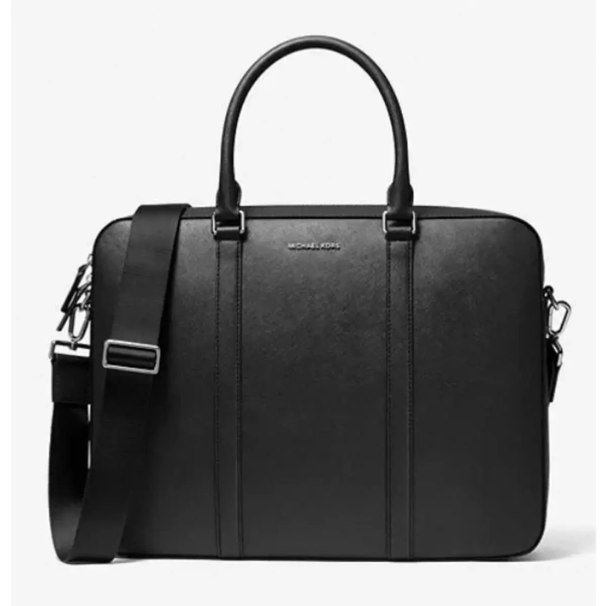 Harrison Crossgrain Leather Briefcase Black by Michael Kors