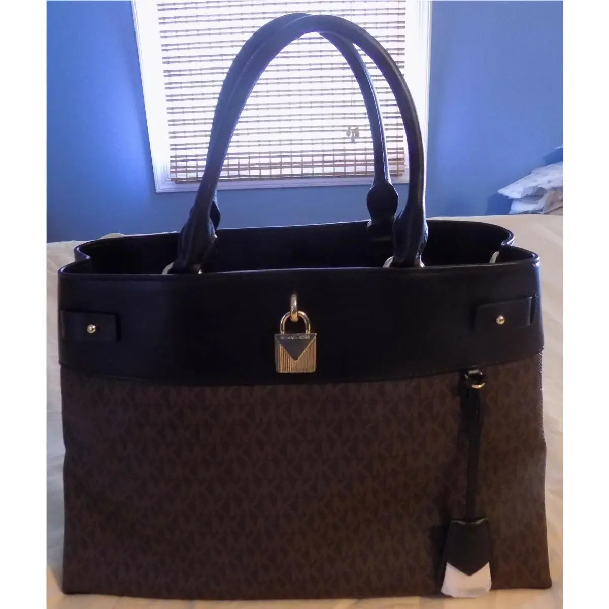Michael Kors Gramercy Large Logo Satchel Bag Brown Black