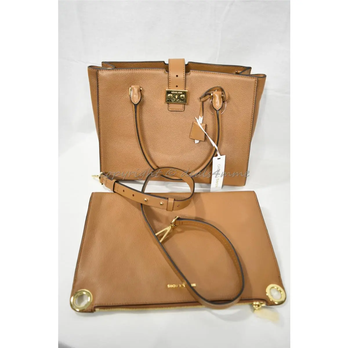 Michael Kors Mercer Bond Large Leather Satchel /shoulder Bag or Clutch in Acorn