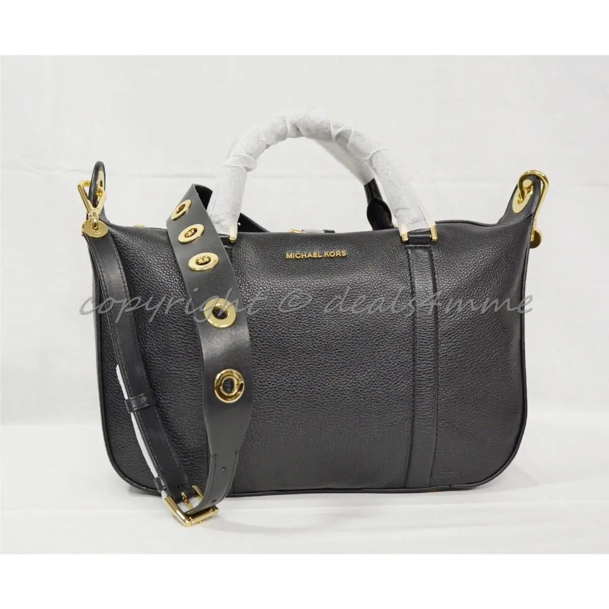 Michael Kors Raven Grommet Large Leather Satchel/shoulder Bag in Black