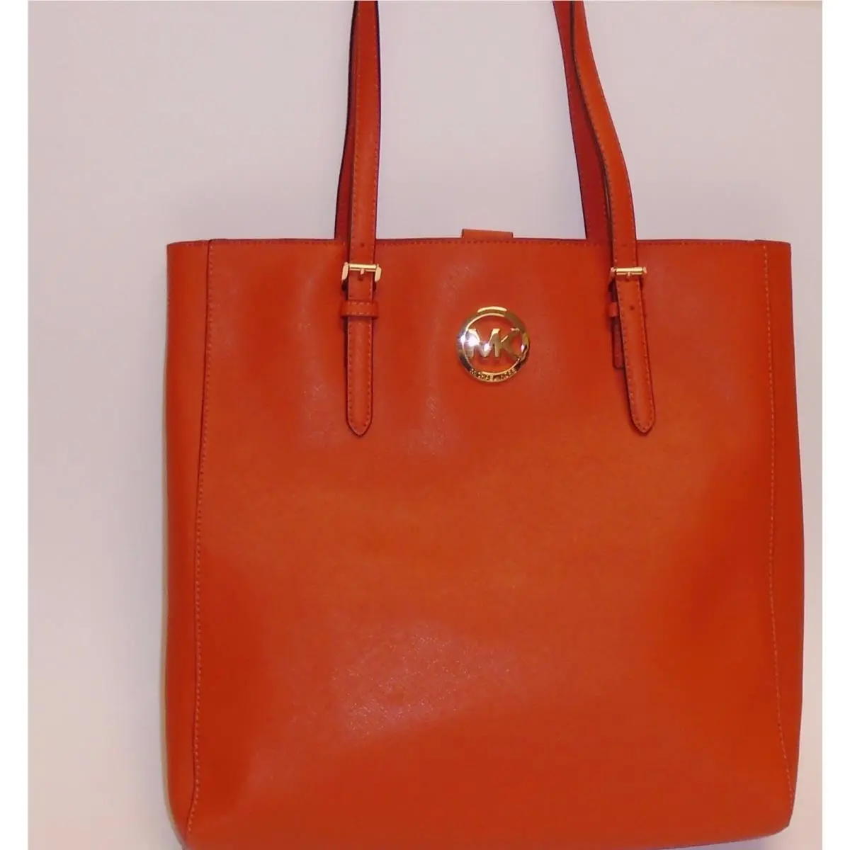 Michael Kors Jet Set Travel Burnt Orange Saffiano Leather Tote Hand Bag