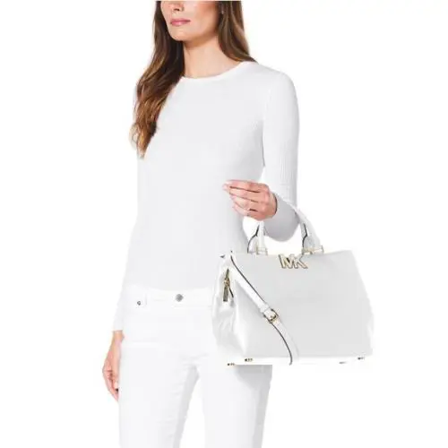 Michael Kors Florence MD Satchel Handbag White Retail 497.00