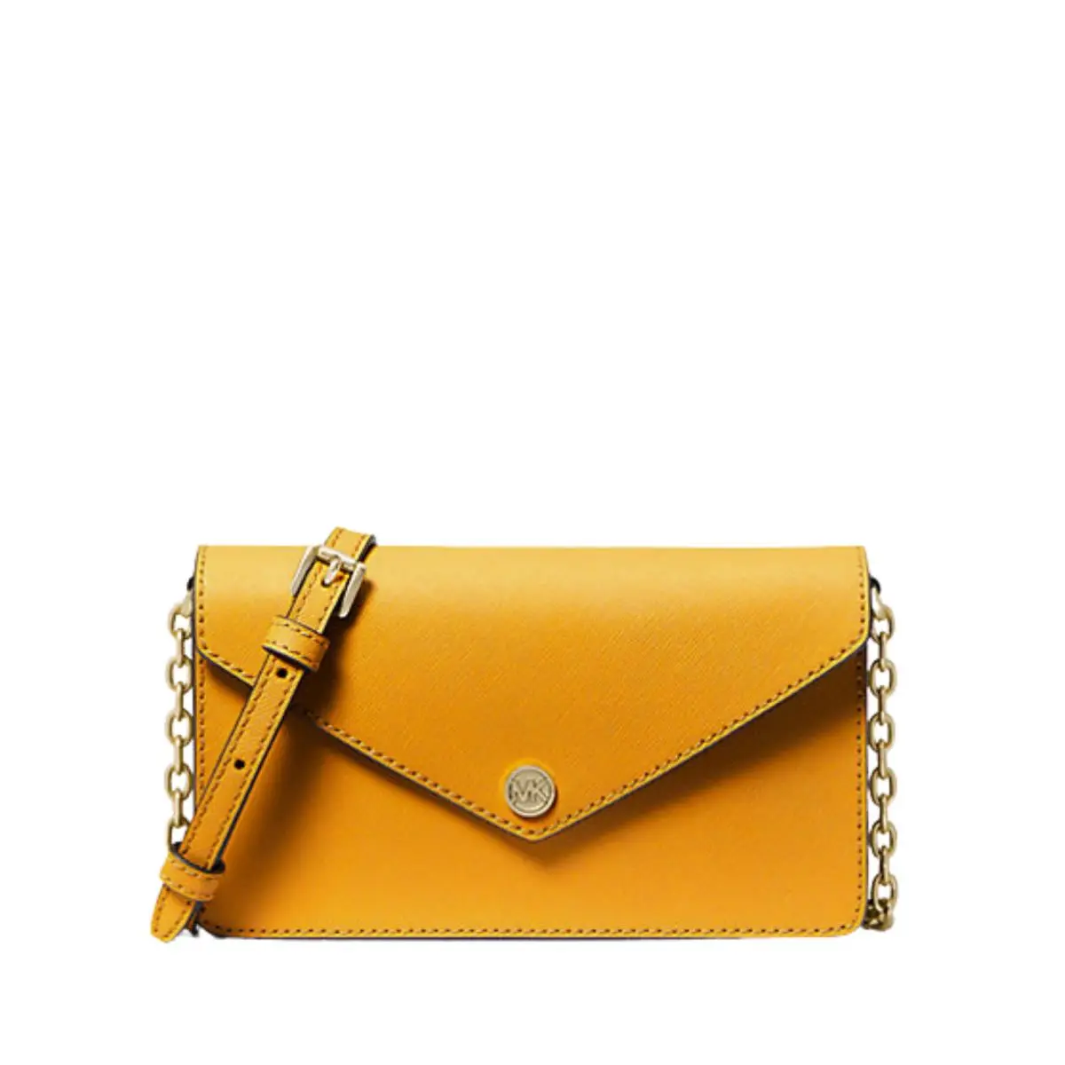 SM Jasmin Yellow Saffiano Leather Envelope Crossbody Hand Bag Purse by Michael Kors