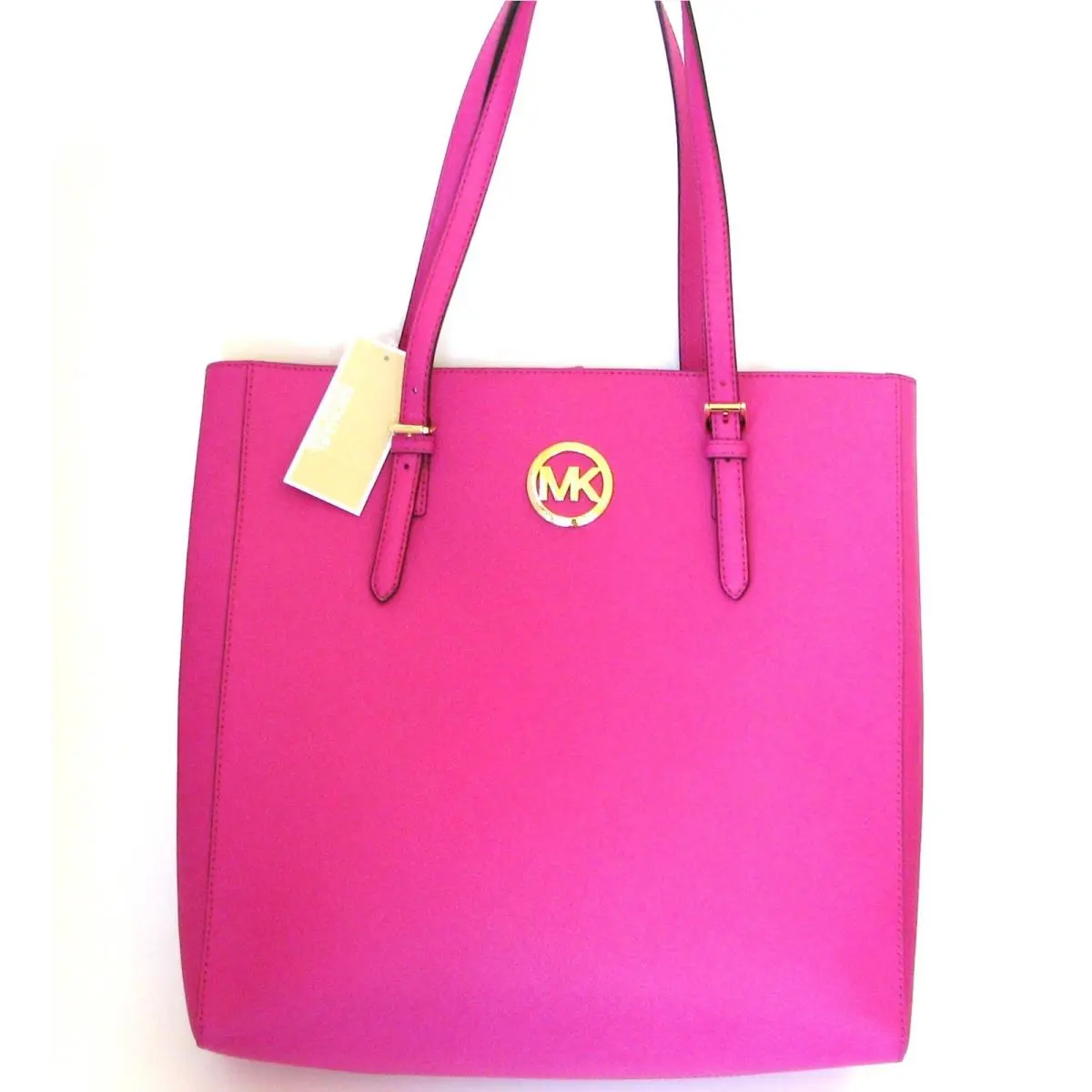 Michael Kors Jet Set Travel Raspberry Pink Saffiano Leather Large Tote Hand Bag