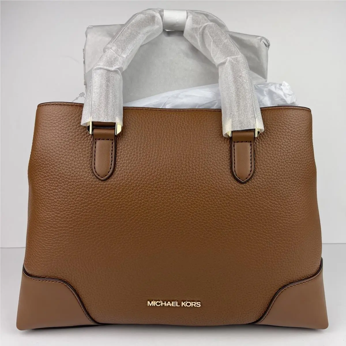 Michael Kors Crosby Medium Pebbled Leather Satchel 38F0CCBS2L Brown