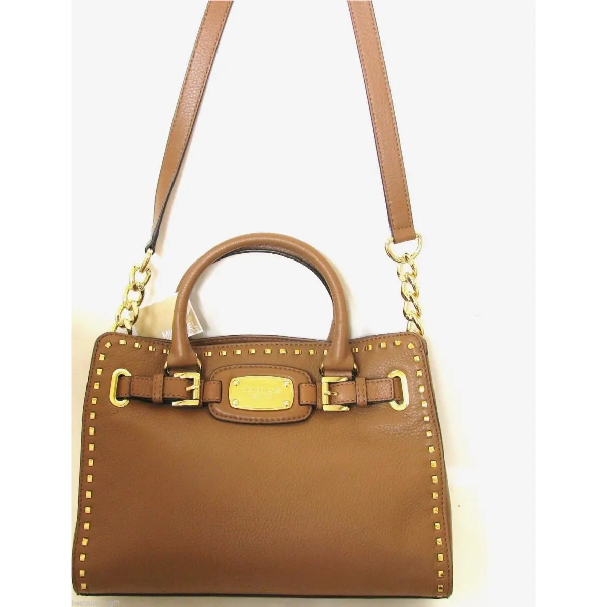 Michael Kors Hamilton Whipped Luggage Brown Leather Medium Tote Cross Body Bag