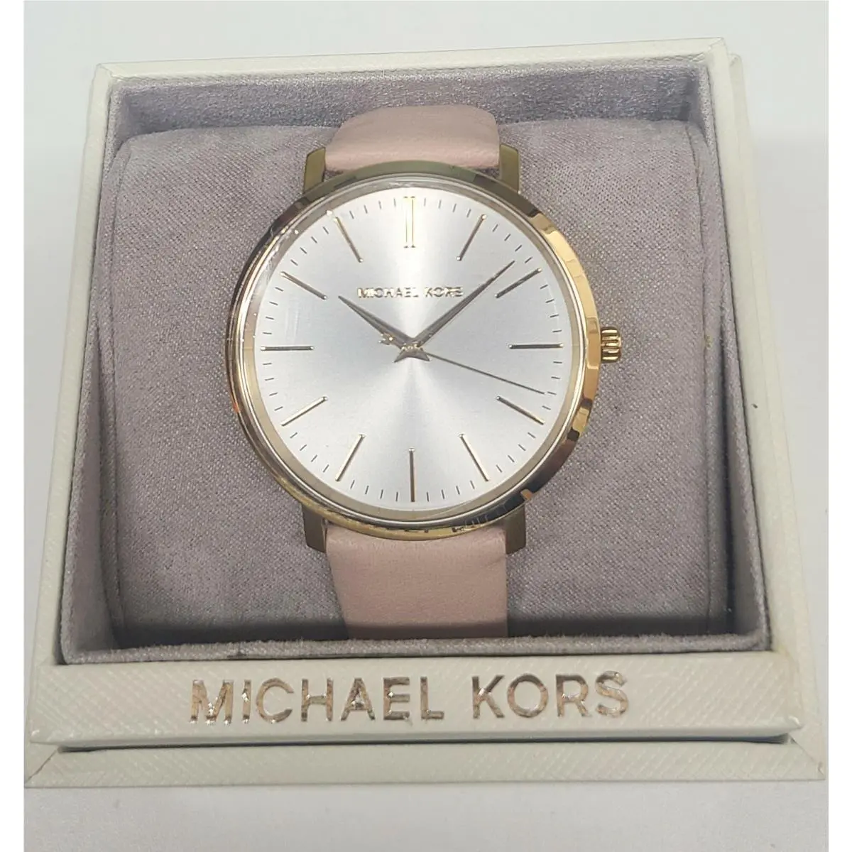 Michael Kors MK2471 Jaryn Gold Dial Leather Strap Women`s Watch