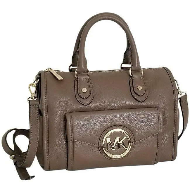Michael Kors Margo Dark Dune Brown Leather Shoulder Satchel Crossbody Bag