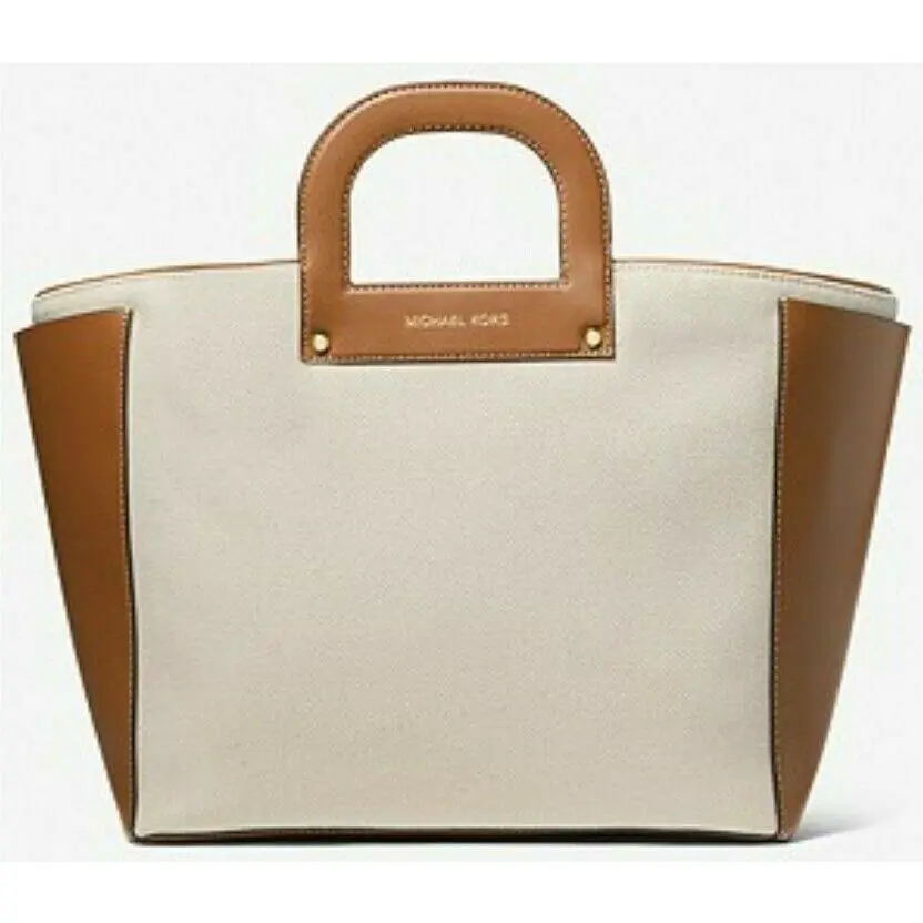 Michael Kors Clara Extra-large Cotton Tote Bag Tan Brown W/tags