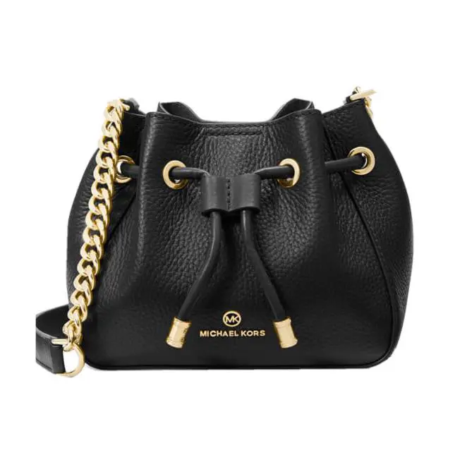 Michael Kors Phoebe Bucket Crossbody Leather Drawstring Bag Black Mini