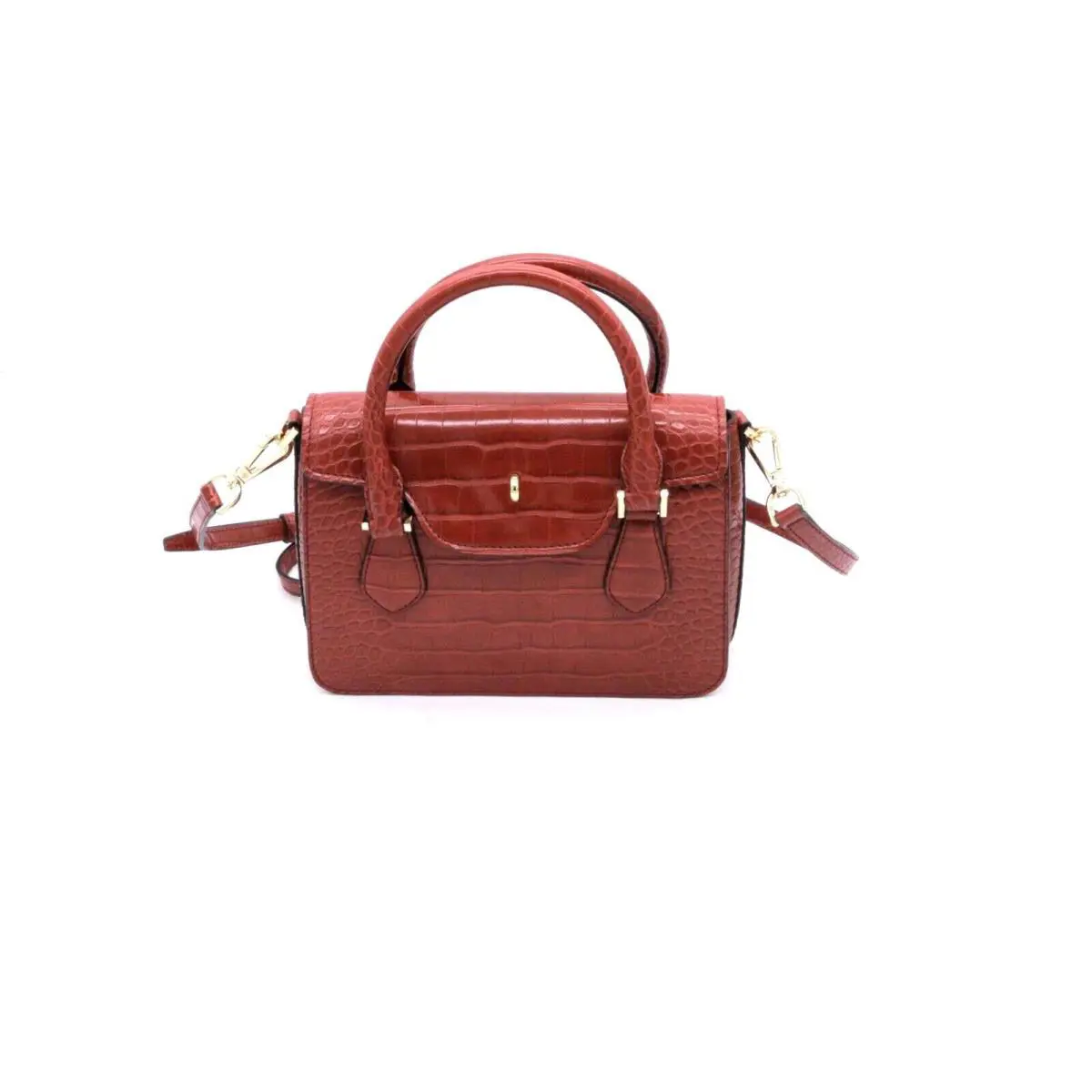 Michael Kors Croc Embossed Red Leather Satchel Leather Bag Handbag Purse