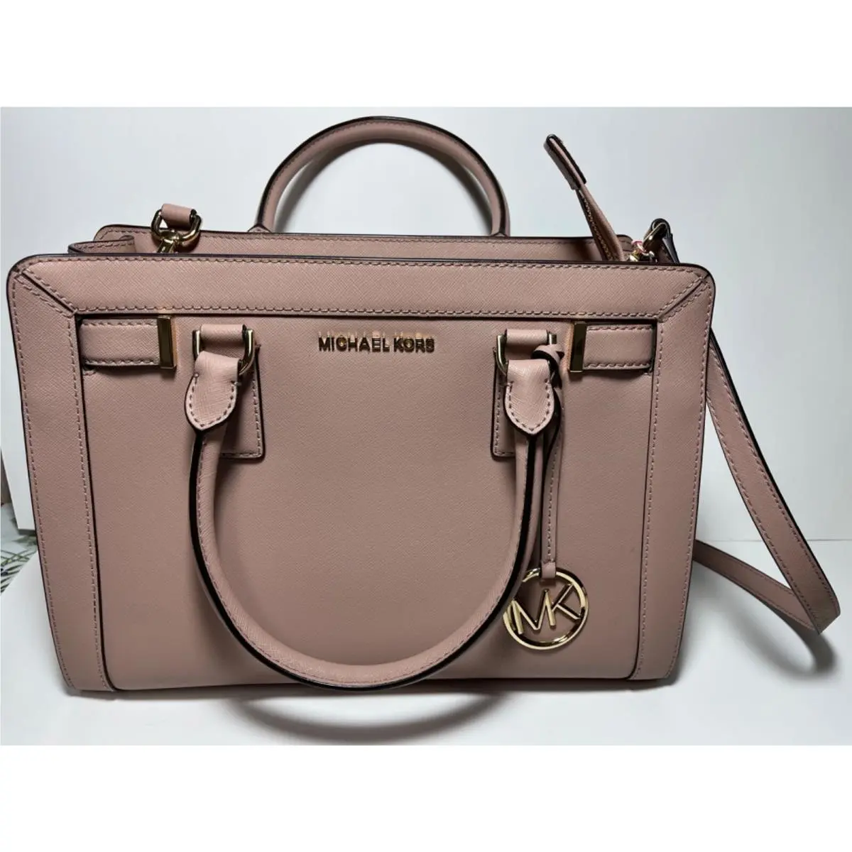 Michael Kors Satchel Dillon Crossbody Purse Gold Hardware