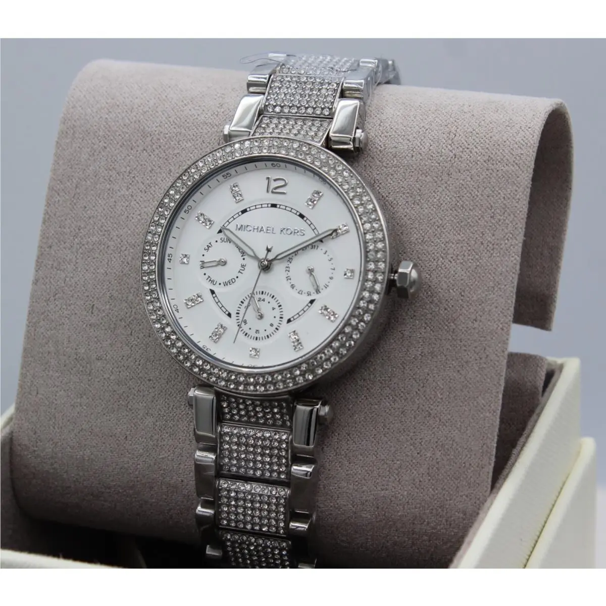 Michael Kors Parker Silver Chronograph Crystals Women MK6759 Watch