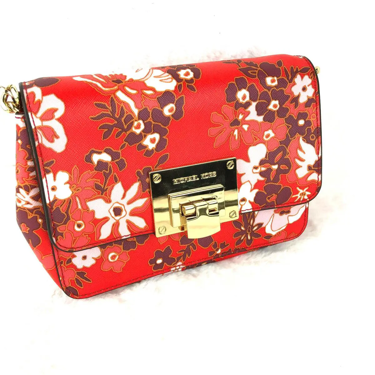 Tina Clutch/crossbody Bright Orange Sangria Retail by Michael Kors