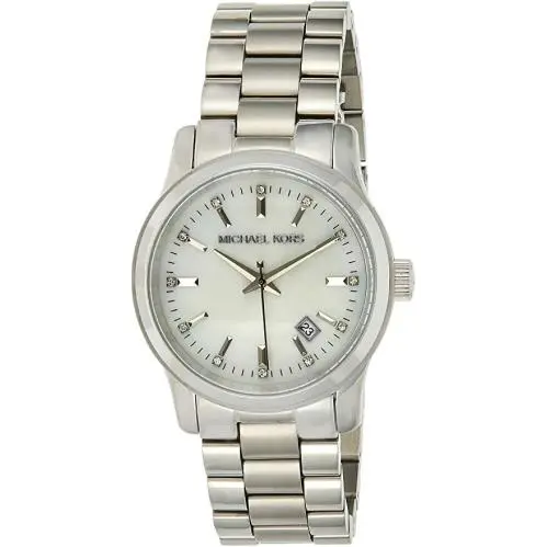 Michael Kors Silver Tone Small Stainless Steel Crystal Bracelet Watch MK5338