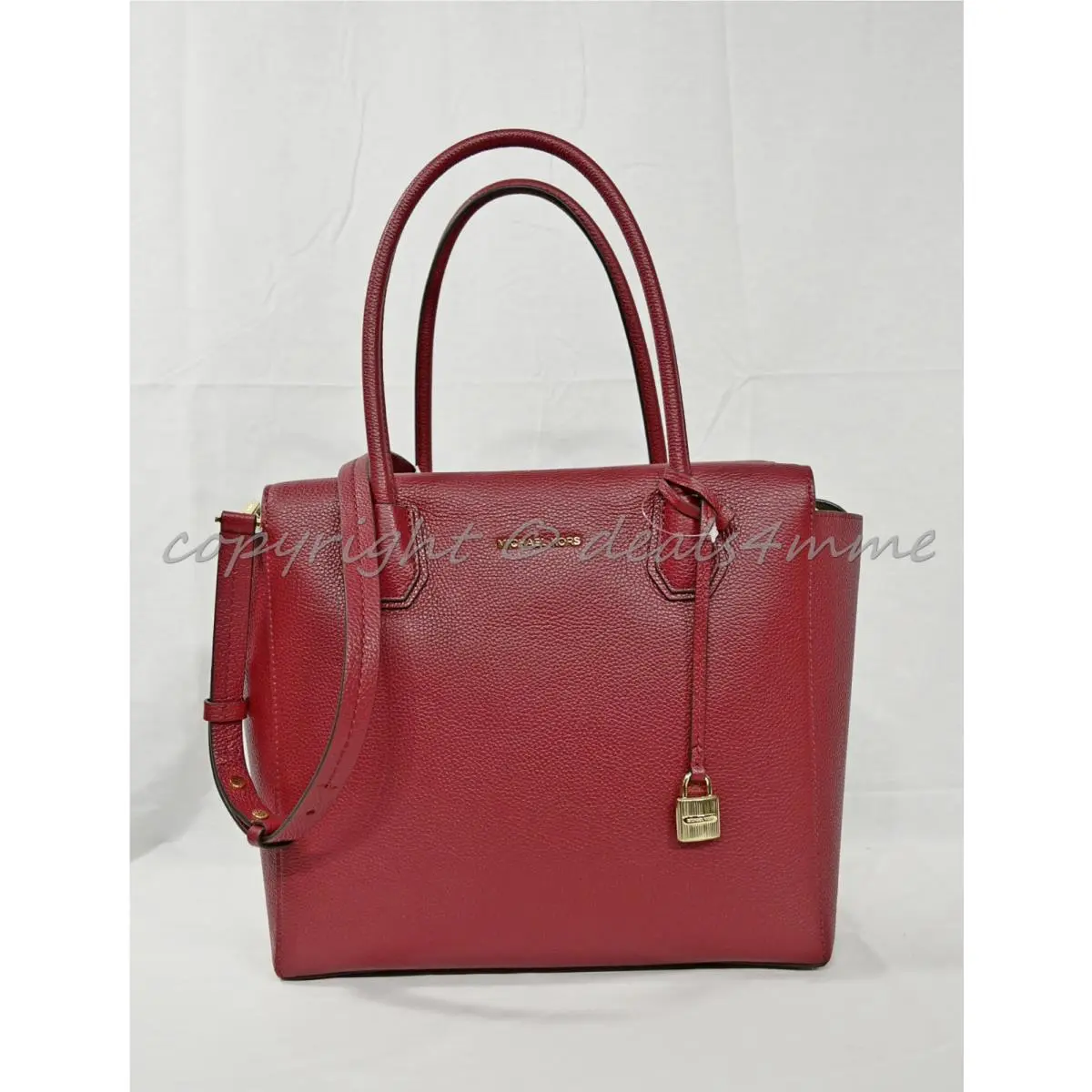 Michael Kors Studio Mercer Large Leather Satchel/ Shoulder Bag in Cherry Red