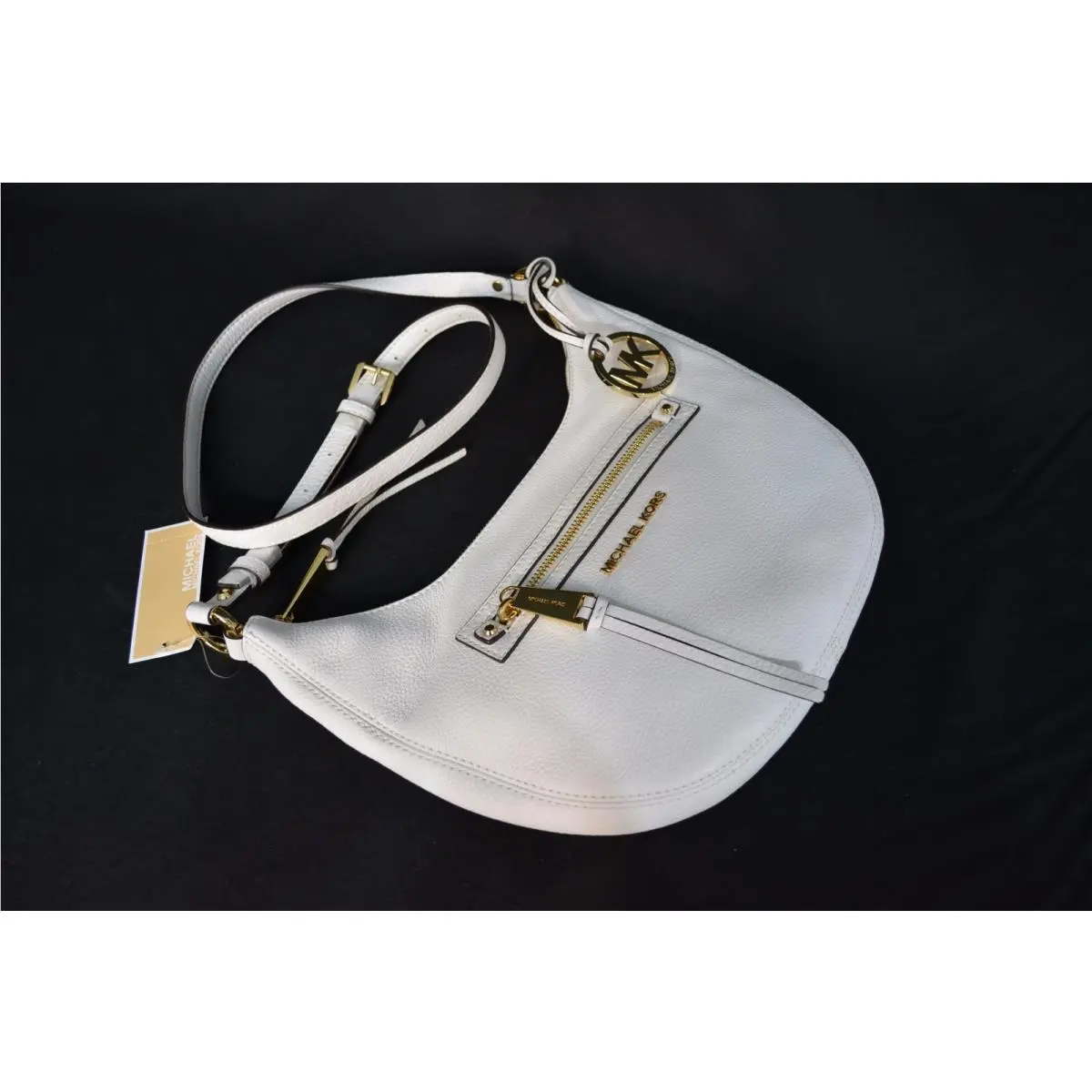 Kors Rhea Small Fringe Messenger Shoulder Bag in Optic White