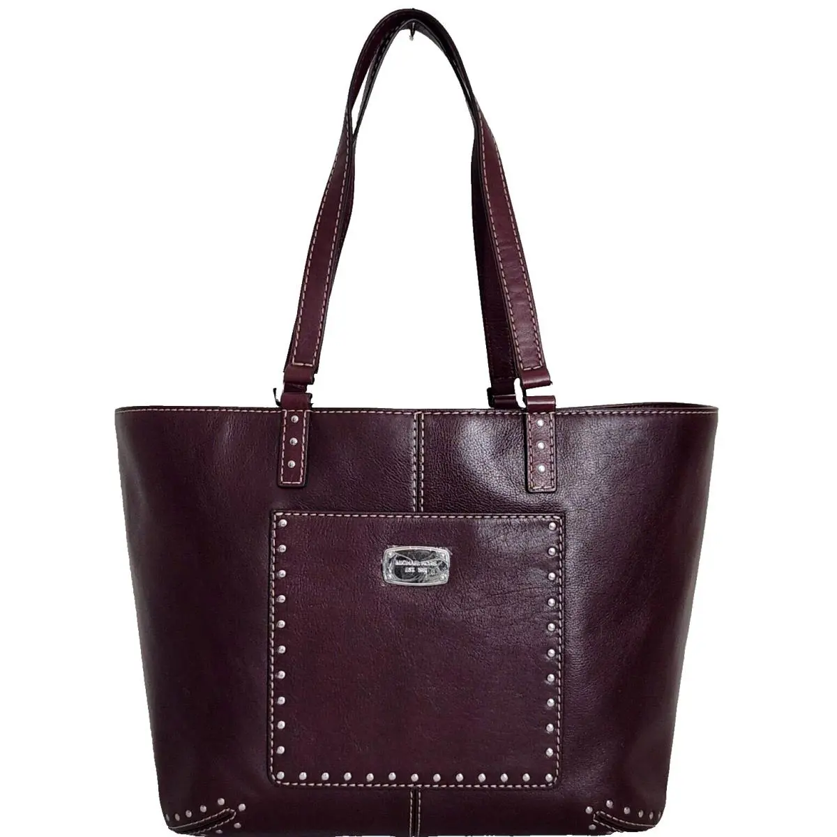 Michael Kors Astor Merlot Leather Silver Stud Large Travel Tote Bag